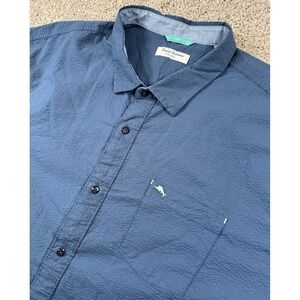 Tommy Bahama Nova Wave Mens Seersucker Shirt Blue Button Short Sleeve Big 4XLB